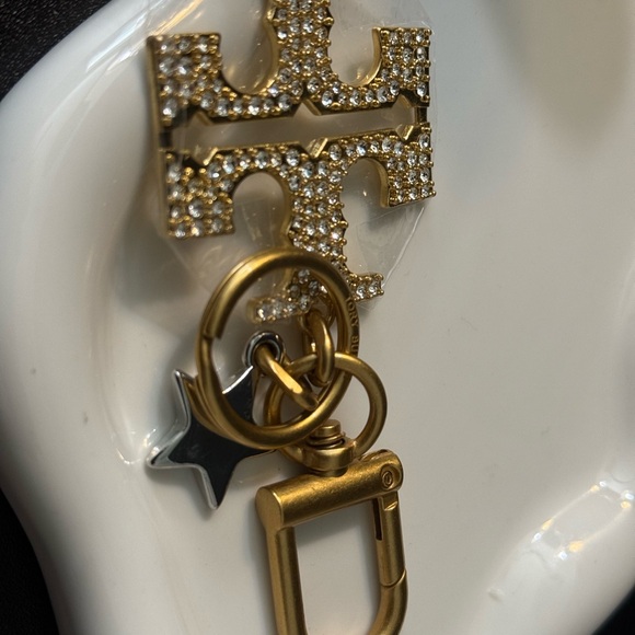 Tory Burch Kira Pave Crystal Logo Keychain Bag Charm with Star Charm - Picture 7 of 7